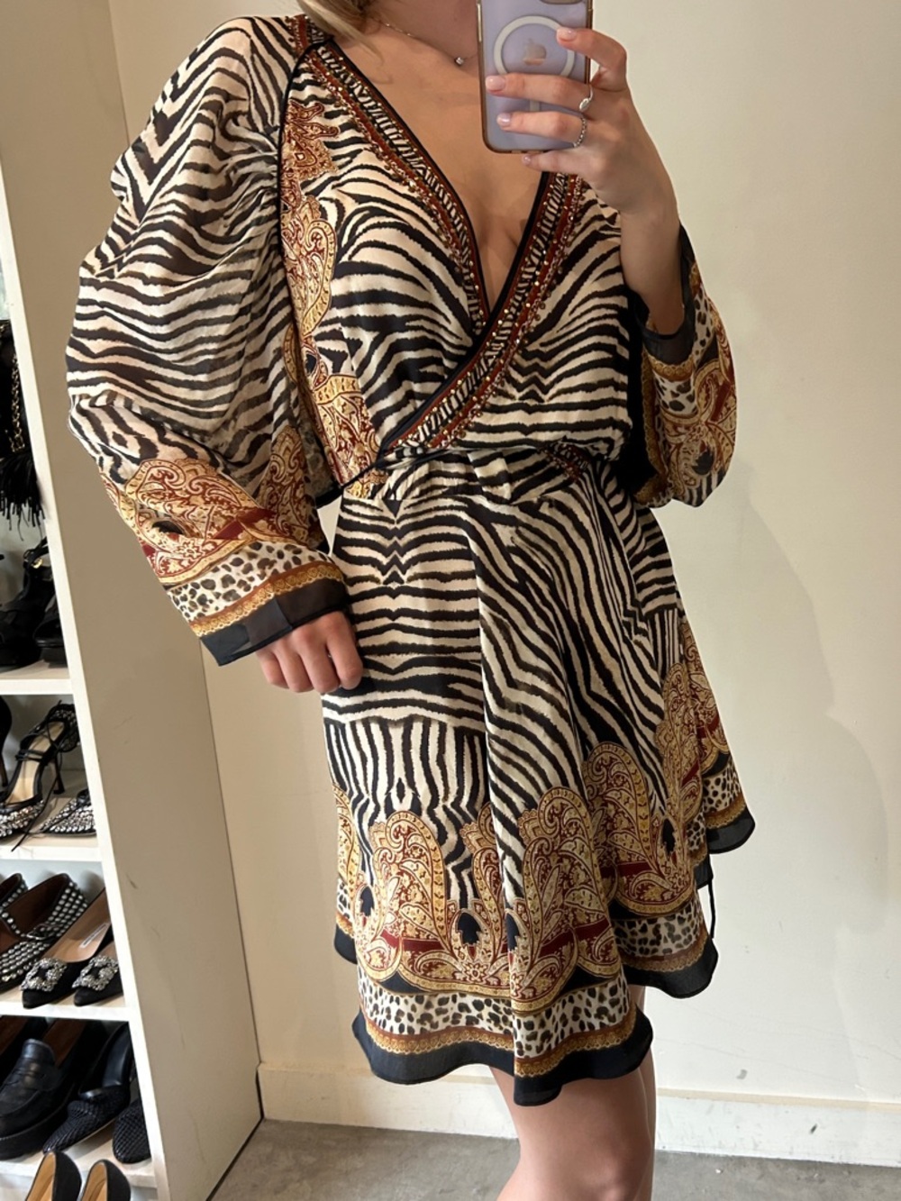 Camilla zebra print silk size M wrap dress